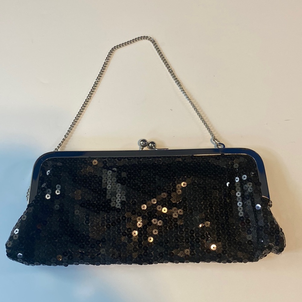 Loft Ann Taylor Black Sequin Clutch